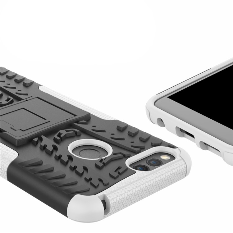 2-in-1 Tyre Pattern Kickstand PC + TPU Hybrid Cover for Huawei Honor 7X - White-3