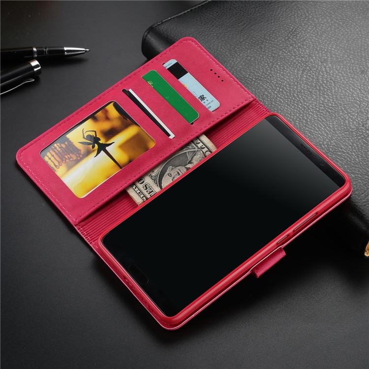 LC.IMEEKE PU Leather Wallet Stand Case with Card Slots for Huawei Mate 10 - Rose-11