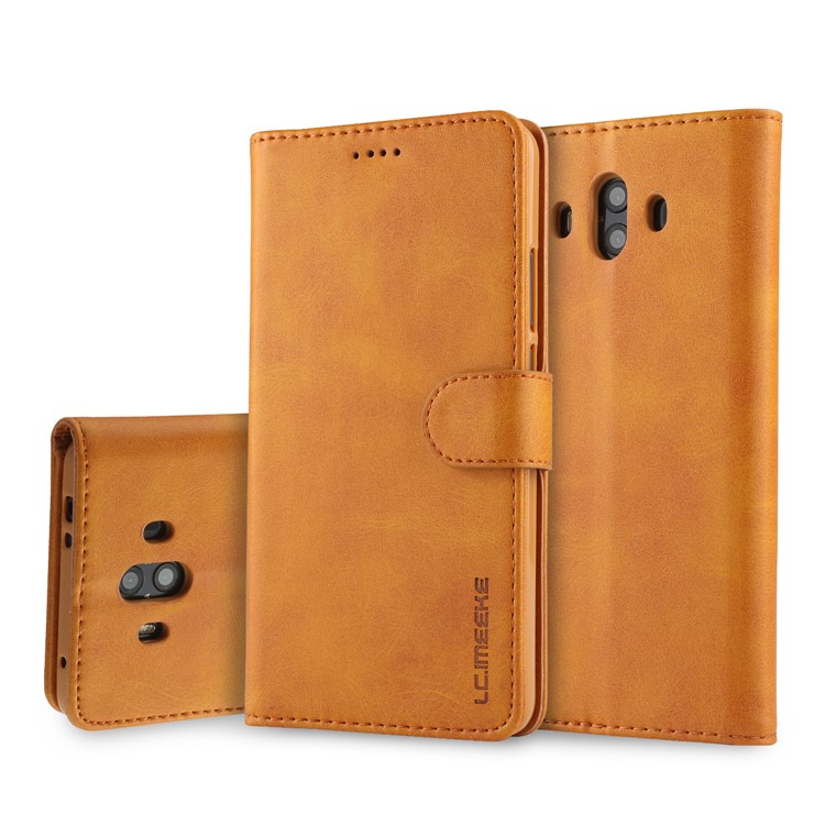 LC.IMEEKE PU Leather Wallet Stand Protective Cover Case with Card Slots for Huawei Mate 10 - Brown-1