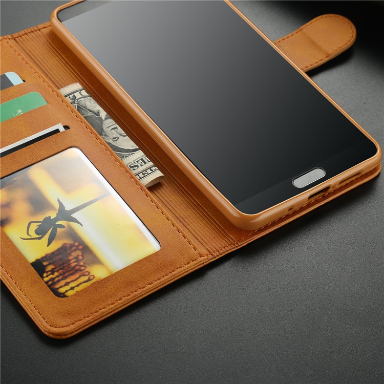 LC.IMEEKE PU Leather Wallet Stand Protective Cover Case with Card Slots for Huawei Mate 10 - Brown-12