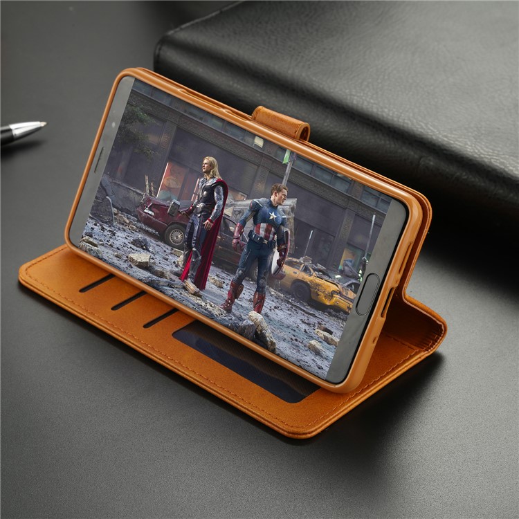 LC.IMEEKE PU Leather Wallet Stand Protective Cover Case with Card Slots for Huawei Mate 10 - Brown-15