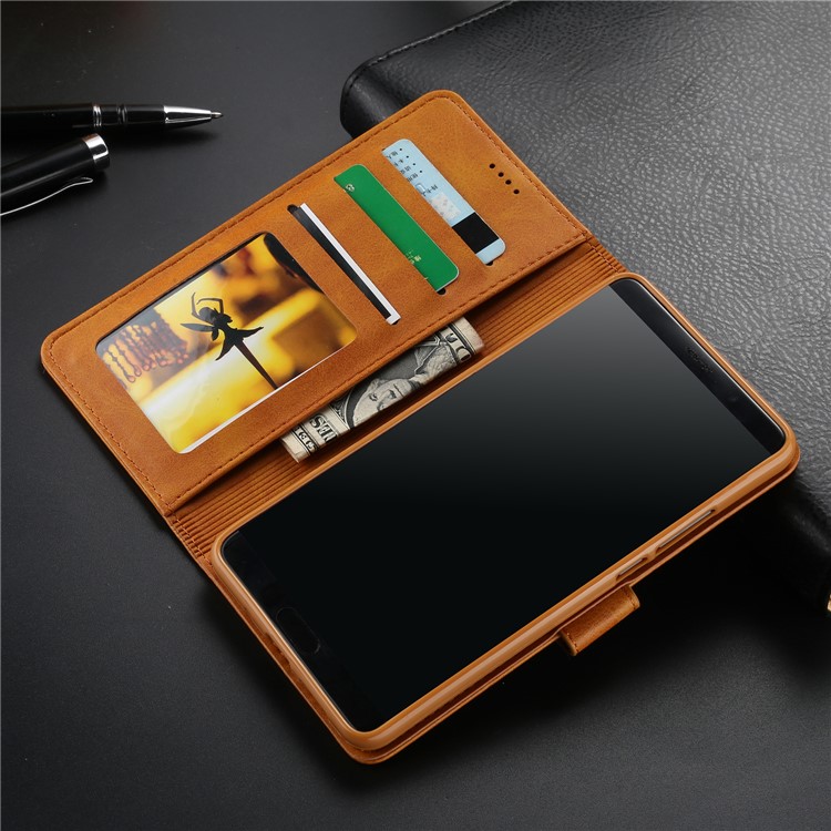 LC.IMEEKE PU Leather Wallet Stand Protective Cover Case with Card Slots for Huawei Mate 10 - Brown-17