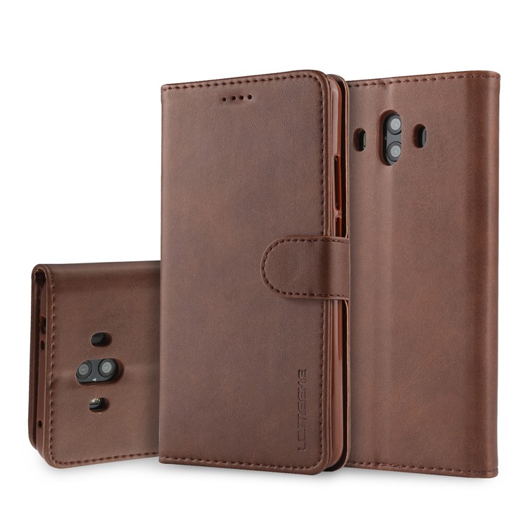 LC.IMEEKE for Huawei Mate 10 PU Leather Wallet Stand Flip Cover Accessory - Coffee-1