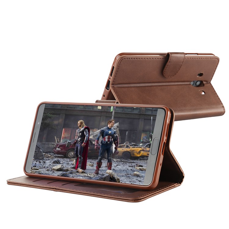 LC.IMEEKE for Huawei Mate 10 PU Leather Wallet Stand Flip Cover Accessory - Coffee-7