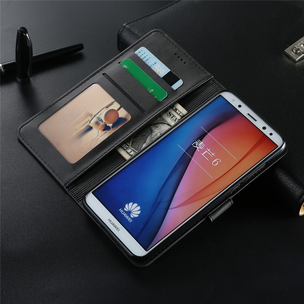 LC.IMEEKE for Huawei Mate 10 Lite / nova 2i / Maimang 6 PU Leather Wallet Stand Case with Card Slots - Black-10