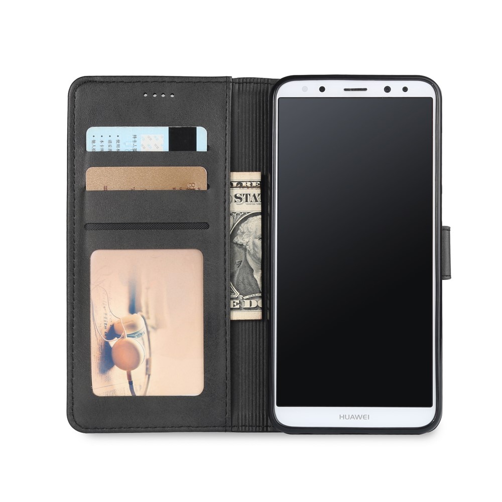 LC.IMEEKE for Huawei Mate 10 Lite / nova 2i / Maimang 6 PU Leather Wallet Stand Case with Card Slots - Black-2