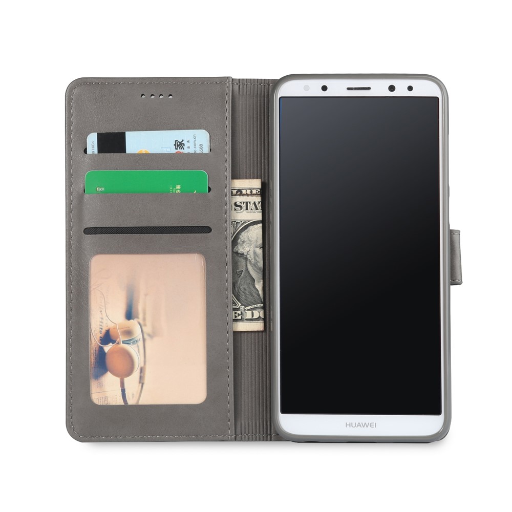 LC.IMEEKE for Huawei Mate 10 Lite / nova 2i / Maimang 6 PU Leather Wallet Stand Case Acessory - Grey-5