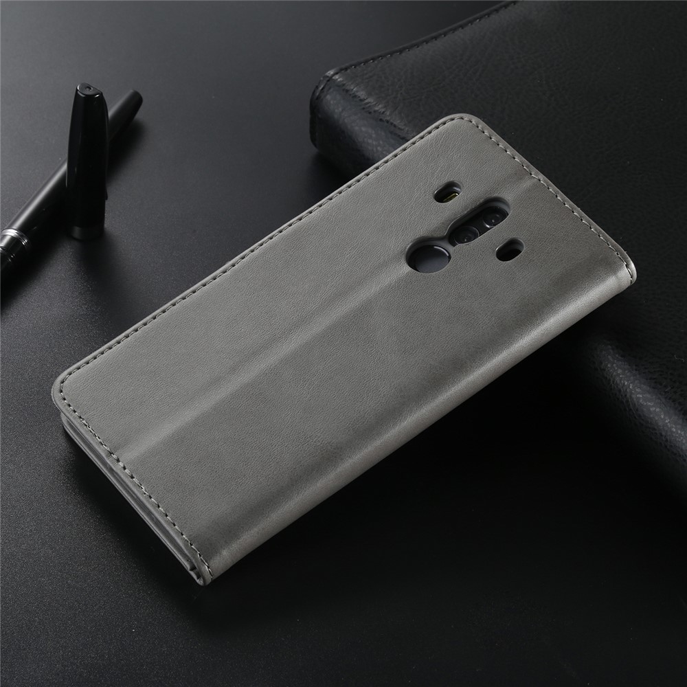 LC.IMEEKE Leather Wallet Shell with Stand for Huawei Mate 10 Pro - Grey-9