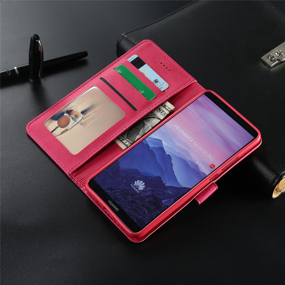 LC.IMEEKE Wallet Leather Stand Phone Cover for Huawei Mate 10 Pro - Rose-10