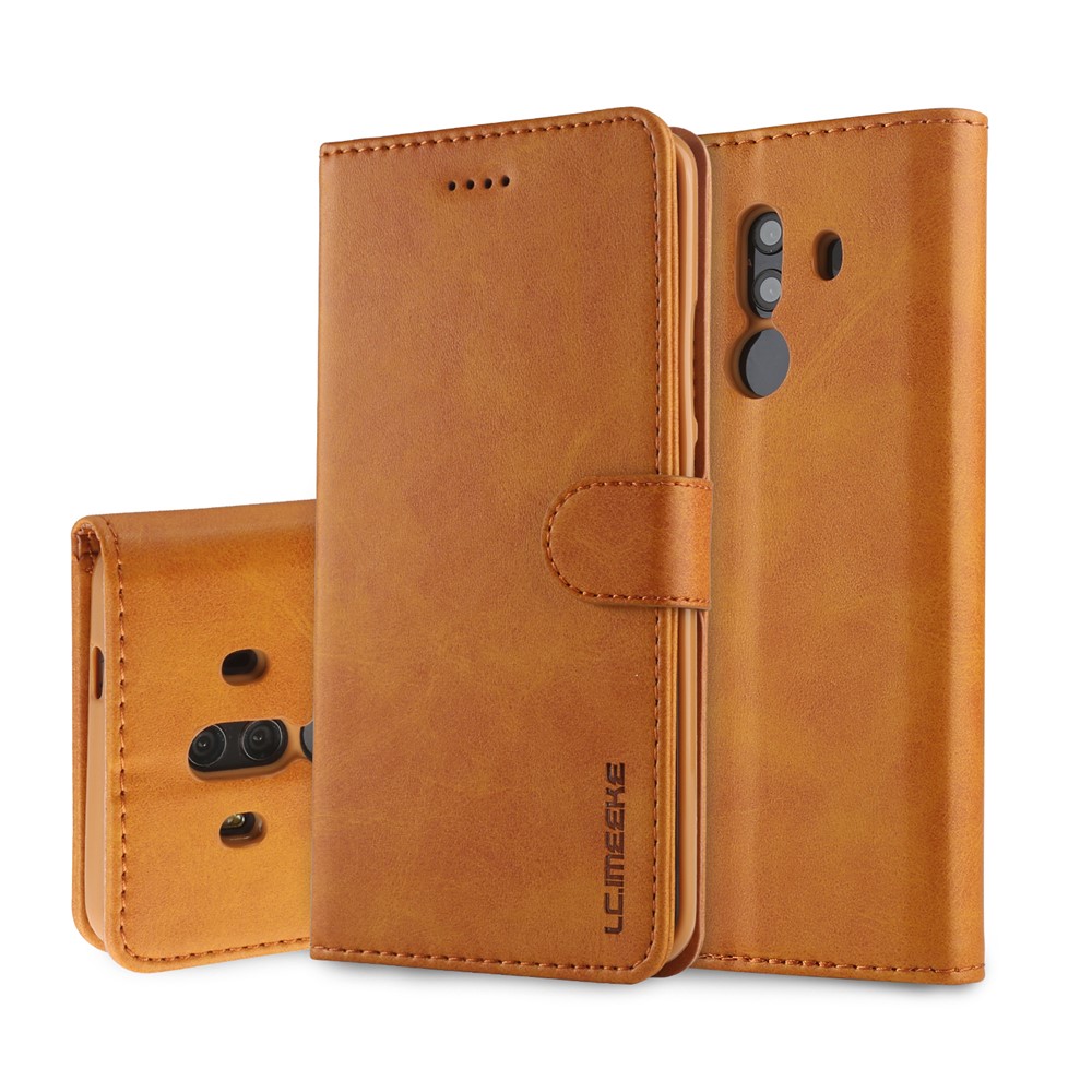 LC.IMEEKE PU Leather Protection Cell Phone Case with Card Slots for Huawei Mate 10 Pro - Brown-1