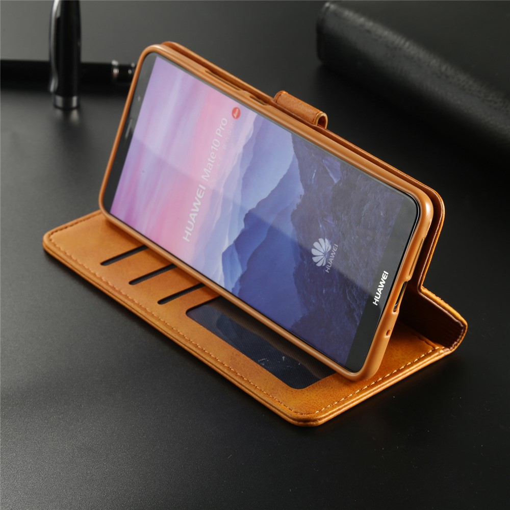 LC.IMEEKE PU Leather Protection Cell Phone Case with Card Slots for Huawei Mate 10 Pro - Brown-14