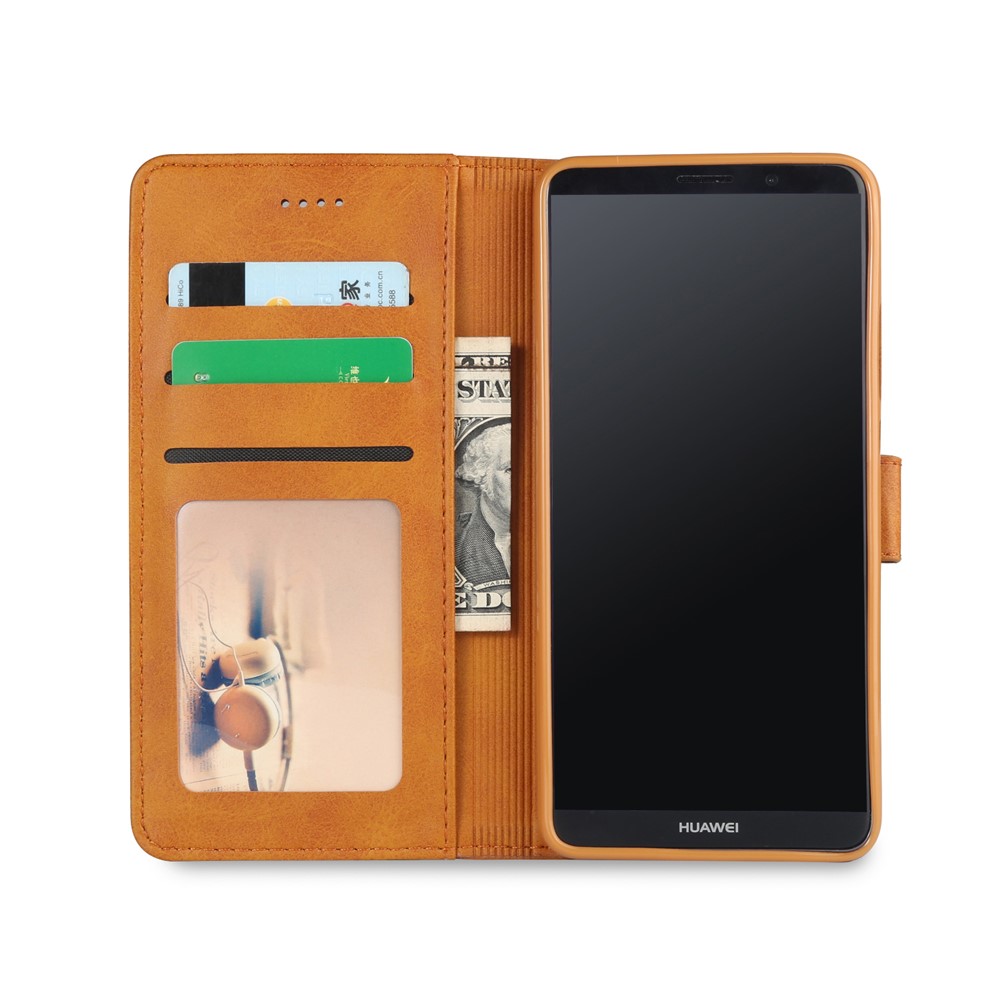 LC.IMEEKE PU Leather Protection Cell Phone Case with Card Slots for Huawei Mate 10 Pro - Brown-6