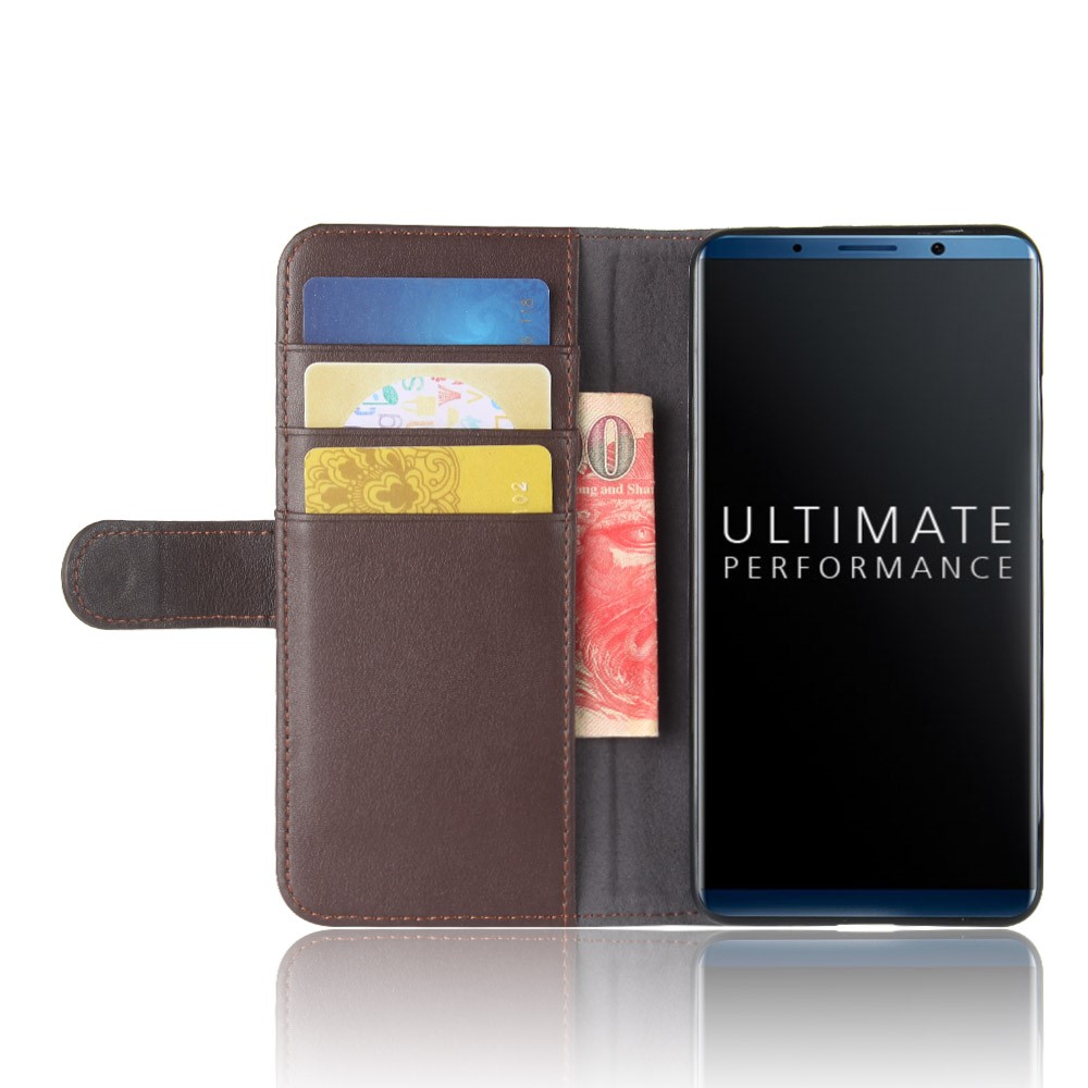 Genuine Split Leather Protective Wallet Phone Case with Stand for Mate 10 Pro - Brown-5