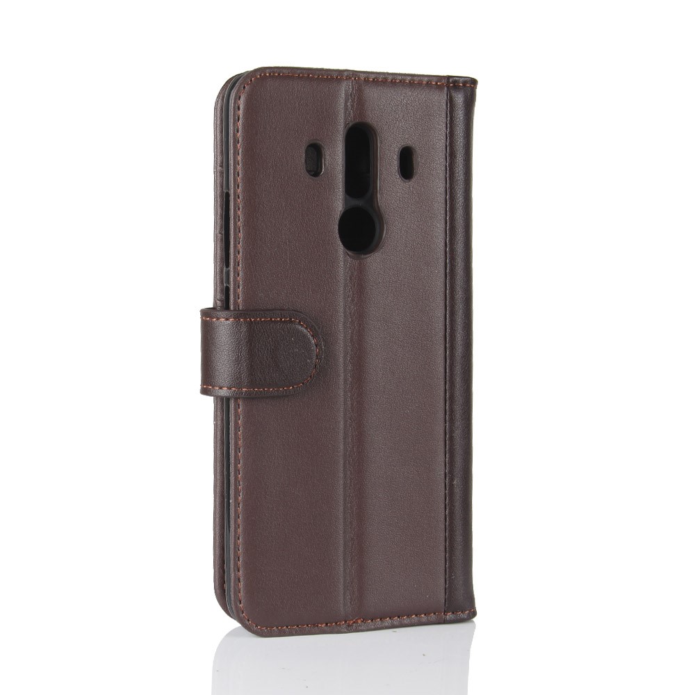 Genuine Split Leather Protective Wallet Phone Case with Stand for Mate 10 Pro - Brown-7