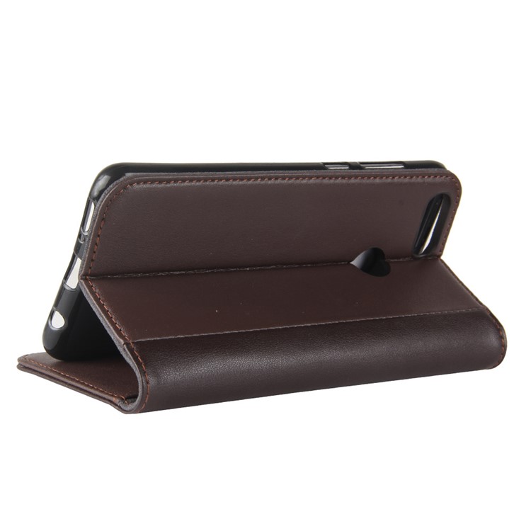 Genuine Split Leather Flip Stand Wallet Mobile Phone Shell for Huawei Honor 7X - Brown-6