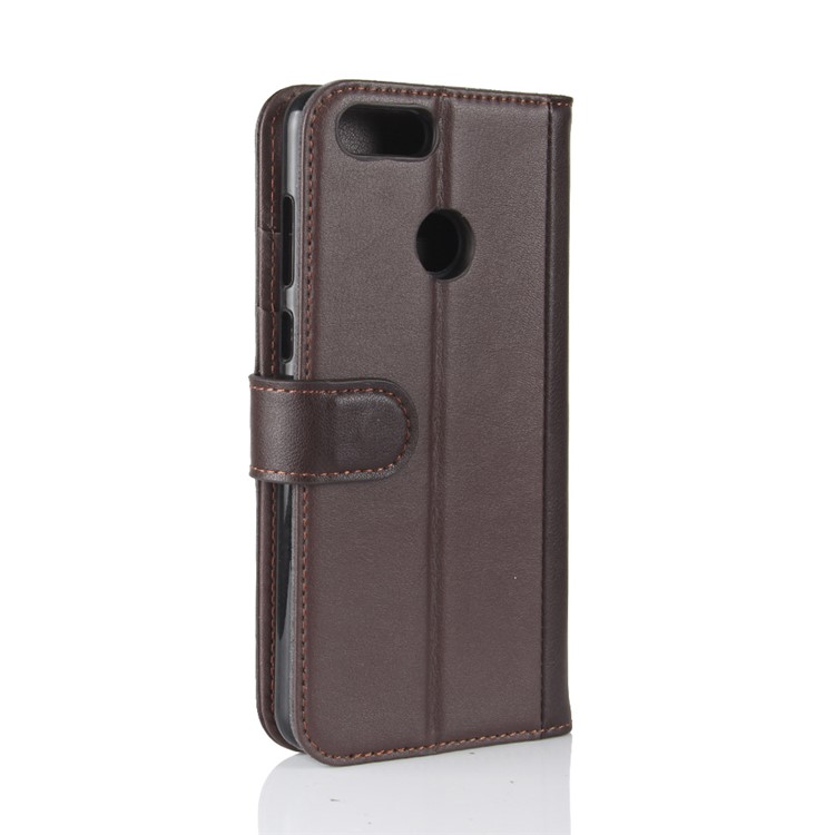Genuine Split Leather Flip Stand Wallet Mobile Phone Shell for Huawei Honor 7X - Brown-7