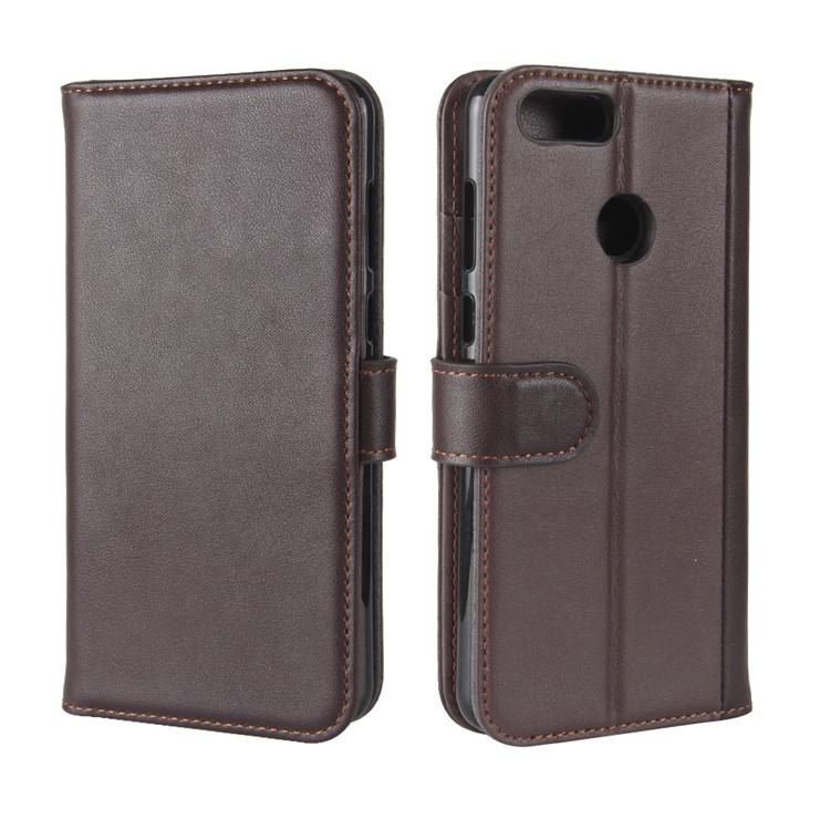 Genuine Split Leather Flip Stand Wallet Mobile Phone Shell for Huawei Honor 7X - Brown-8