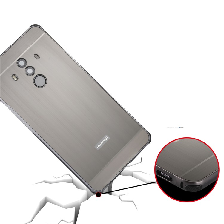Brushed PC Aluminum Alloy Plated Slide-on Mobile Case for Huawei Mate 10 Pro - Grey-7