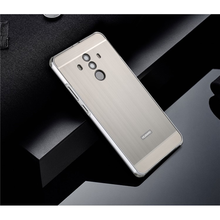 Brushed PC Aluminum Alloy Plated Slide-on Mobile Case for Huawei Mate 10 Pro - Grey-9