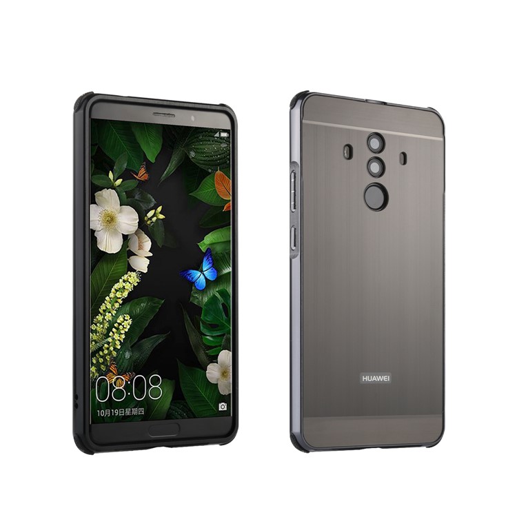 Brushed PC Aluminum Alloy Plated Slide-on Mobile Cover for Huawei Mate 10 Pro - Black-1