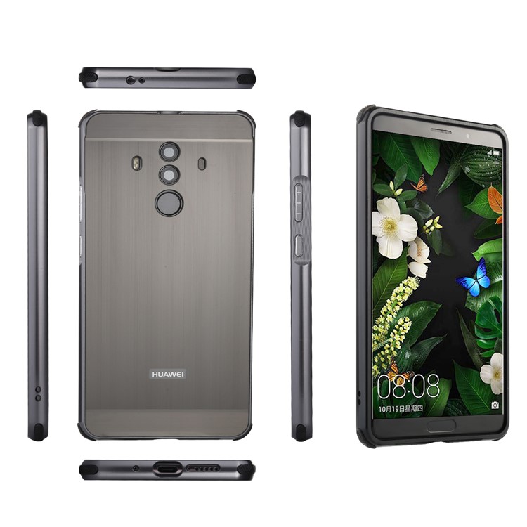 Brushed PC Aluminum Alloy Plated Slide-on Mobile Cover for Huawei Mate 10 Pro - Black-6