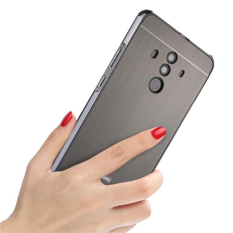 Brushed PC Aluminum Alloy Plated Slide-on Mobile Cover for Huawei Mate 10 Pro - Black-7
