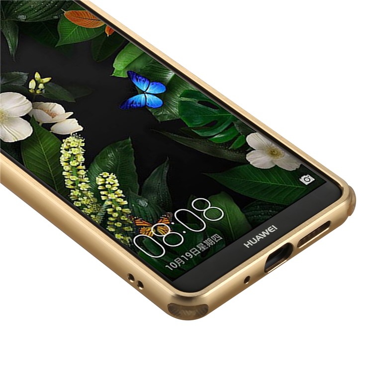 Brushed PC Aluminum Alloy Plated Slide-on Case Accessory for Huawei Mate 10 Pro - Gold-3