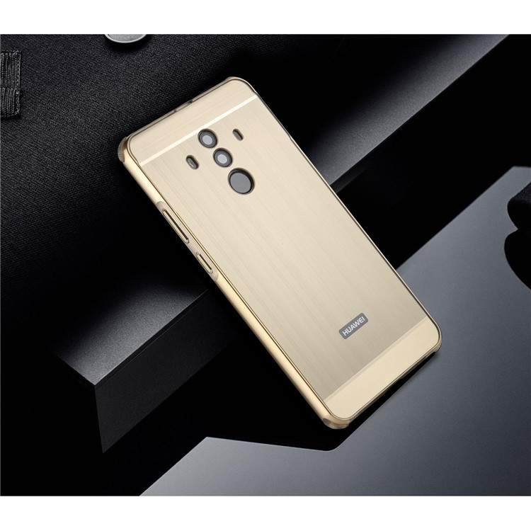 Brushed PC Aluminum Alloy Plated Slide-on Case Accessory for Huawei Mate 10 Pro - Gold-4