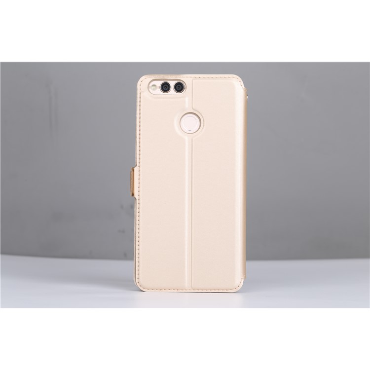 Dual View Window Leather Stand Flip Case for Huawei Honor 7X - Gold-11