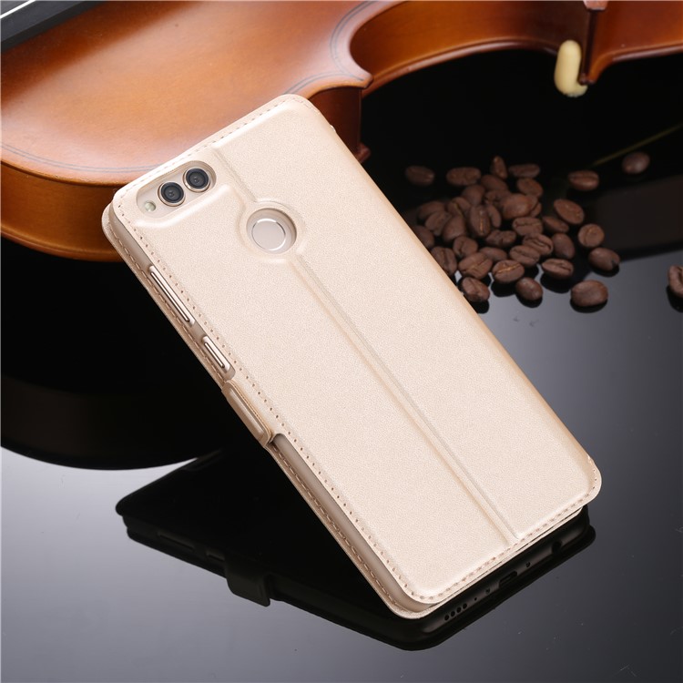 Dual View Window Leather Stand Flip Case for Huawei Honor 7X - Gold-2