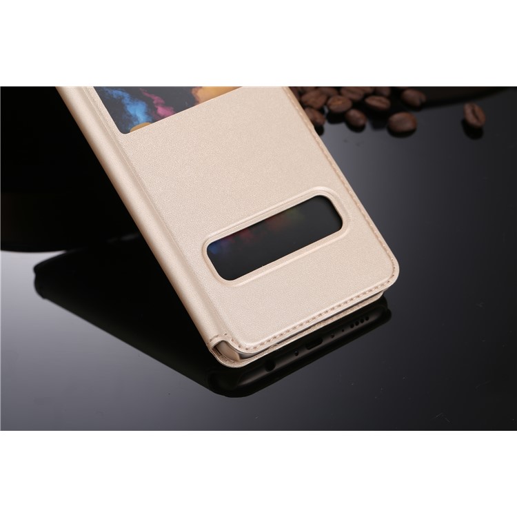 Dual View Window Leather Stand Flip Case for Huawei Honor 7X - Gold-4
