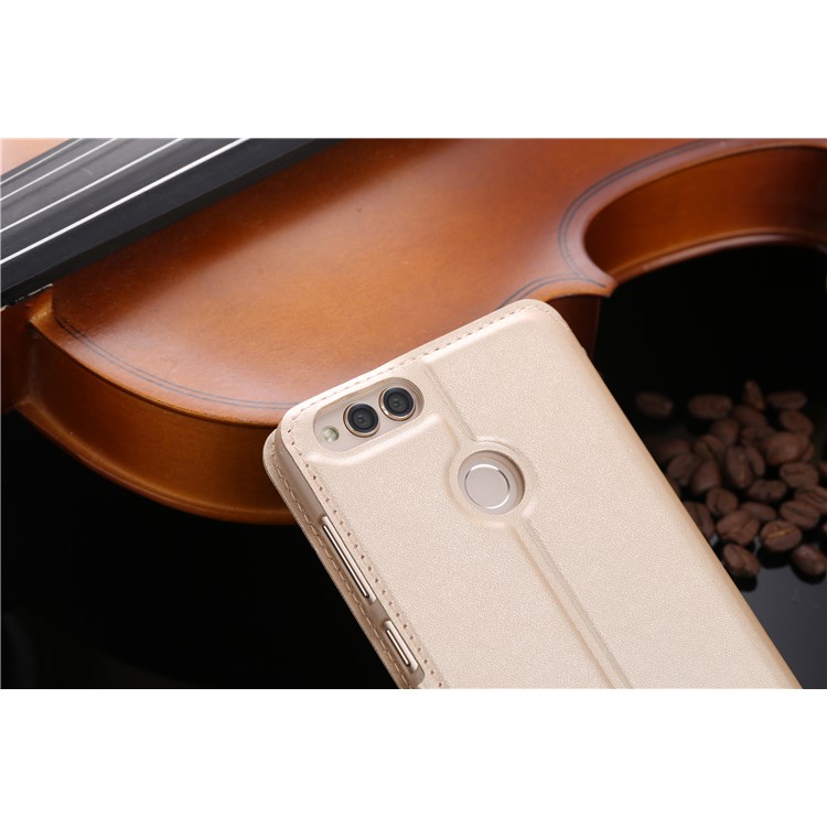 Dual View Window Leather Stand Flip Case for Huawei Honor 7X - Gold-5