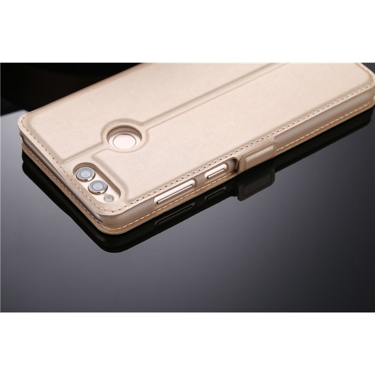 Dual View Window Leather Stand Flip Case for Huawei Honor 7X - Gold-6