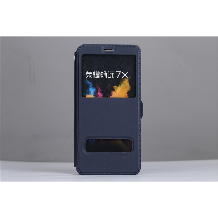 Dual View Window Leather Stand Mobile Cover for Huawei Honor 7X - Blue-4