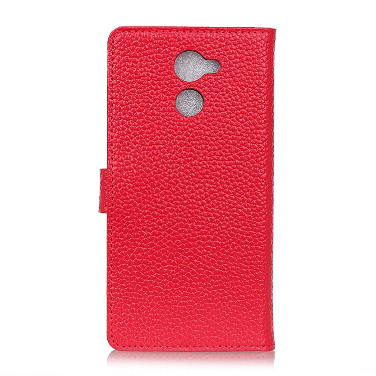 Litchi Texture Genuine Leather Wallet Shell for Huawei Y7 Prime / Y7 (2017) / Enjoy 7 Plus - Red-3