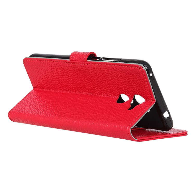 Litchi Texture Genuine Leather Wallet Shell for Huawei Y7 Prime / Y7 (2017) / Enjoy 7 Plus - Red-6