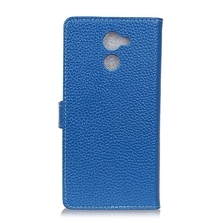 Litchi Texture Genuine Leather Wallet Casing for Huawei Y7 Prime / Y7 (2017) / Enjoy 7 Plus - Blue-3