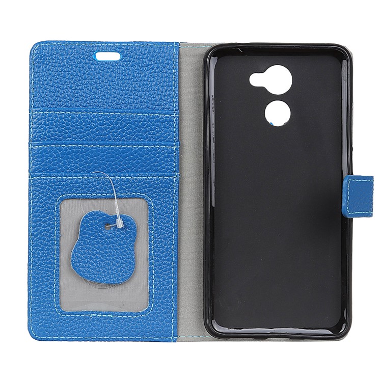 Litchi Texture Genuine Leather Wallet Casing for Huawei Y7 Prime / Y7 (2017) / Enjoy 7 Plus - Blue-5