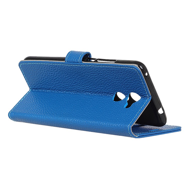 Litchi Texture Genuine Leather Wallet Casing for Huawei Y7 Prime / Y7 (2017) / Enjoy 7 Plus - Blue-6