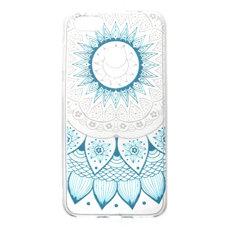 Pattern Printing TPU Mobile Phone Shell for Huawei Y6 Pro (2017) / Enjoy 7 / P9 lite mini - Cyan Lotus-1
