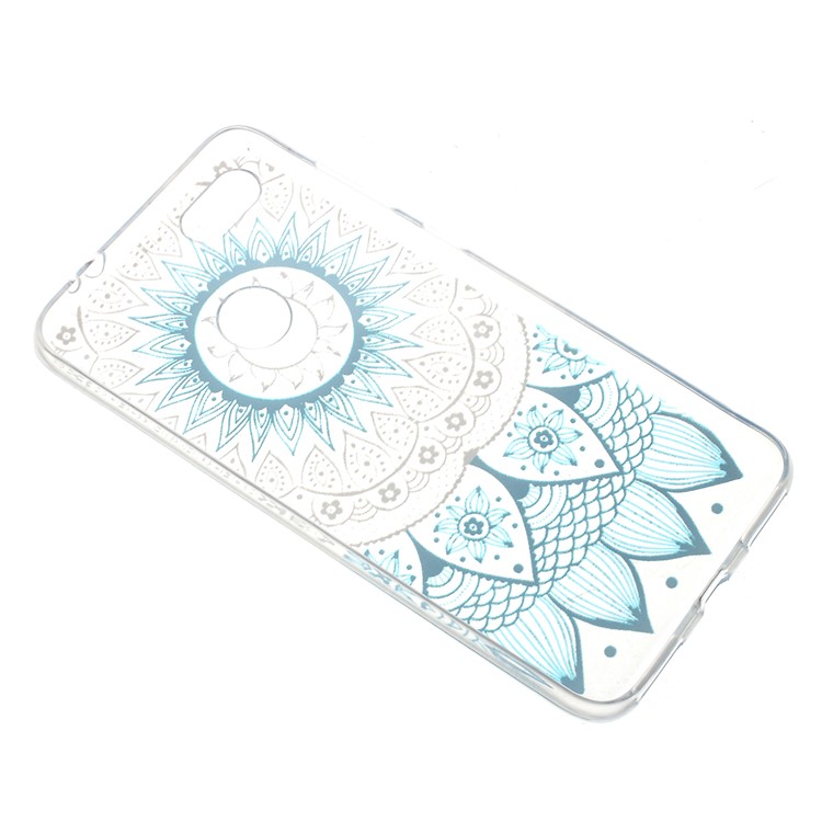 Pattern Printing TPU Mobile Phone Shell for Huawei Y6 Pro (2017) / Enjoy 7 / P9 lite mini - Cyan Lotus-3