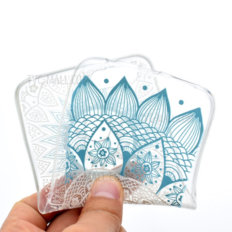 Pattern Printing TPU Mobile Phone Shell for Huawei Y6 Pro (2017) / Enjoy 7 / P9 lite mini - Cyan Lotus-5