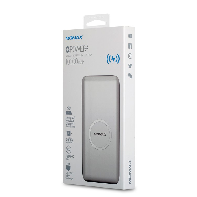 MOMAX QPower 2 Qi Wireless External Battery Pack Mat with 10000mAh Power Capacity for iPhone X/8/8 Plus etc. - White-13