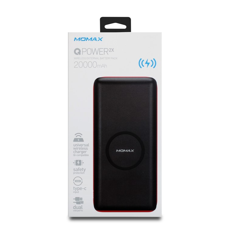 MOMAX Q. Power 2X Wireless-Ladegerät Tragbare 20000mAh USB-Powerbank (unterstützt Keine FOD-Funktion) - Schwarz-16