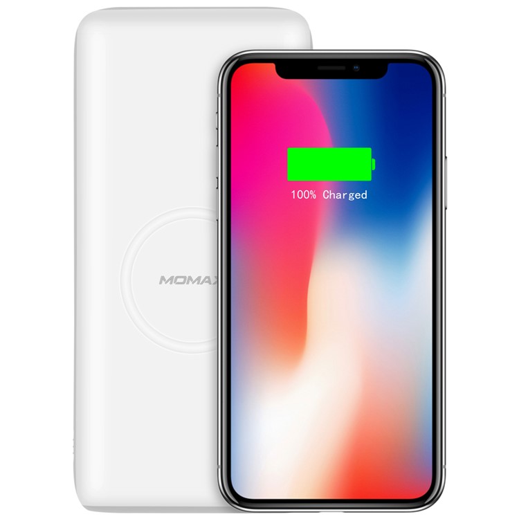 MOMAX Q. Power 2X Wireless-Ladegerät Dual USB Power Bank-Ladegerät Mit Micro / Typ-C Dual-Eingang (keine FOD-Funktion) - Weiß-1