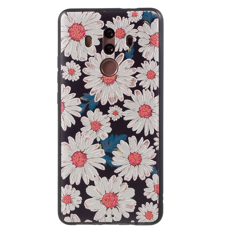 Embossed Pattern Soft TPU Mobile Casing for Huawei Mate 10 Pro - Daisy Flower-1