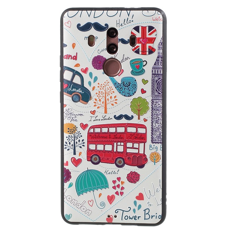 Embossed Pattern TPU Gel Cell Phone Case for Huawei Mate 10 Pro - Cartoon London-1