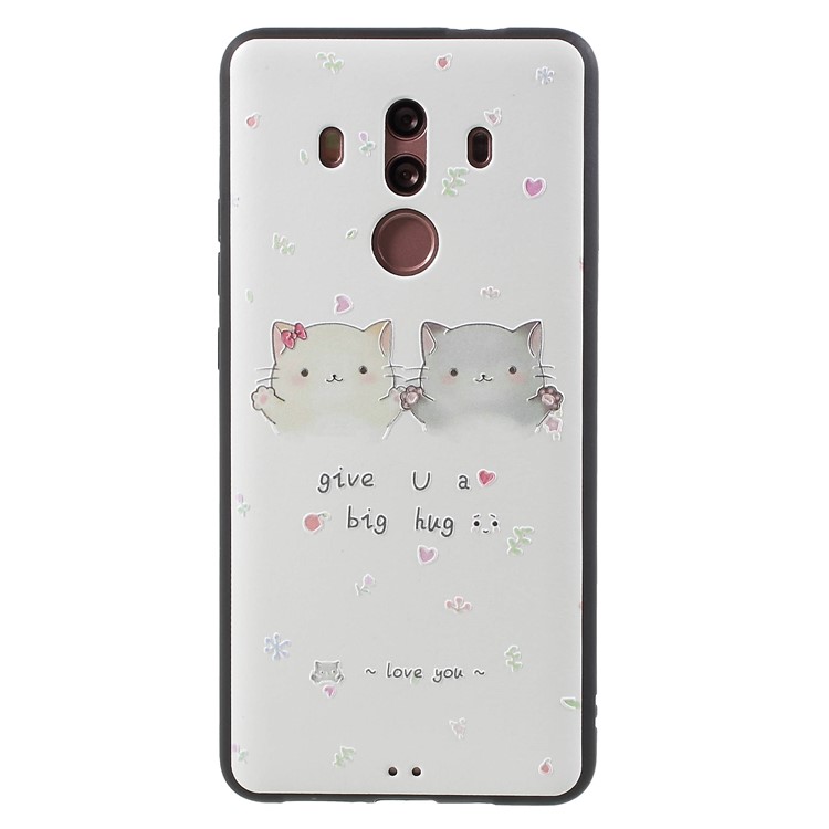 Embossed Pattern Soft TPU Phone Accessory Case for Huawei Mate 10 Pro - Cute Cats-1