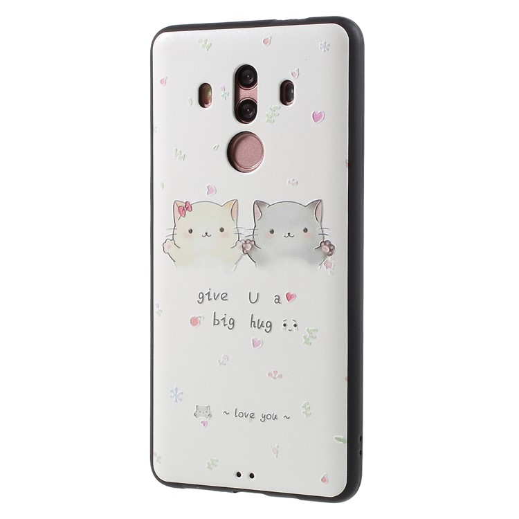Embossed Pattern Soft TPU Phone Accessory Case for Huawei Mate 10 Pro - Cute Cats-3