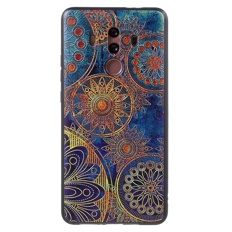 Embossed Pattern TPU Case Mobile Accessory for Huawei Mate 10 Pro - Mandala Flower-1